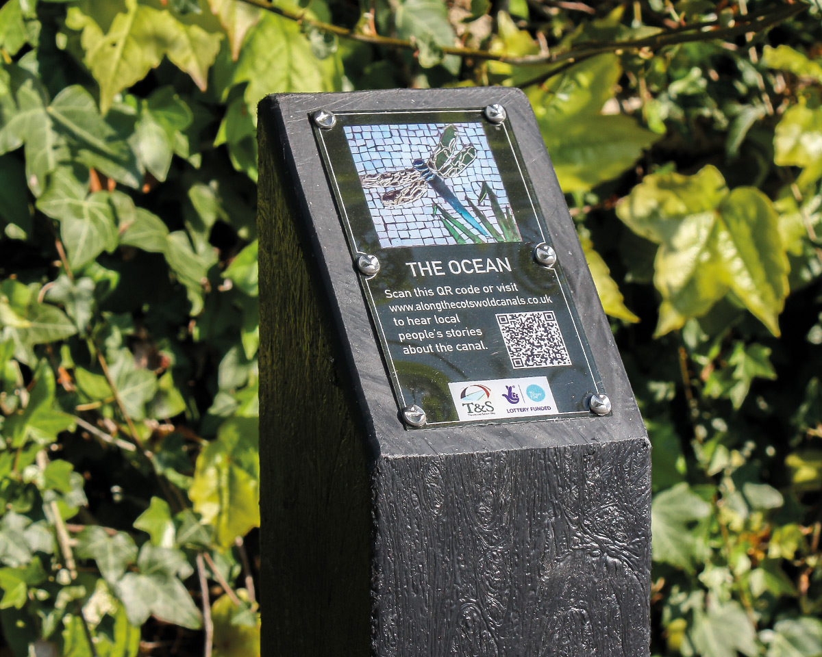 Recycled Plastic Waymarker Sign with angled top and mini interpretation panel Recycled Plastic Waymarker Sign with angled top and mini interpretation panel